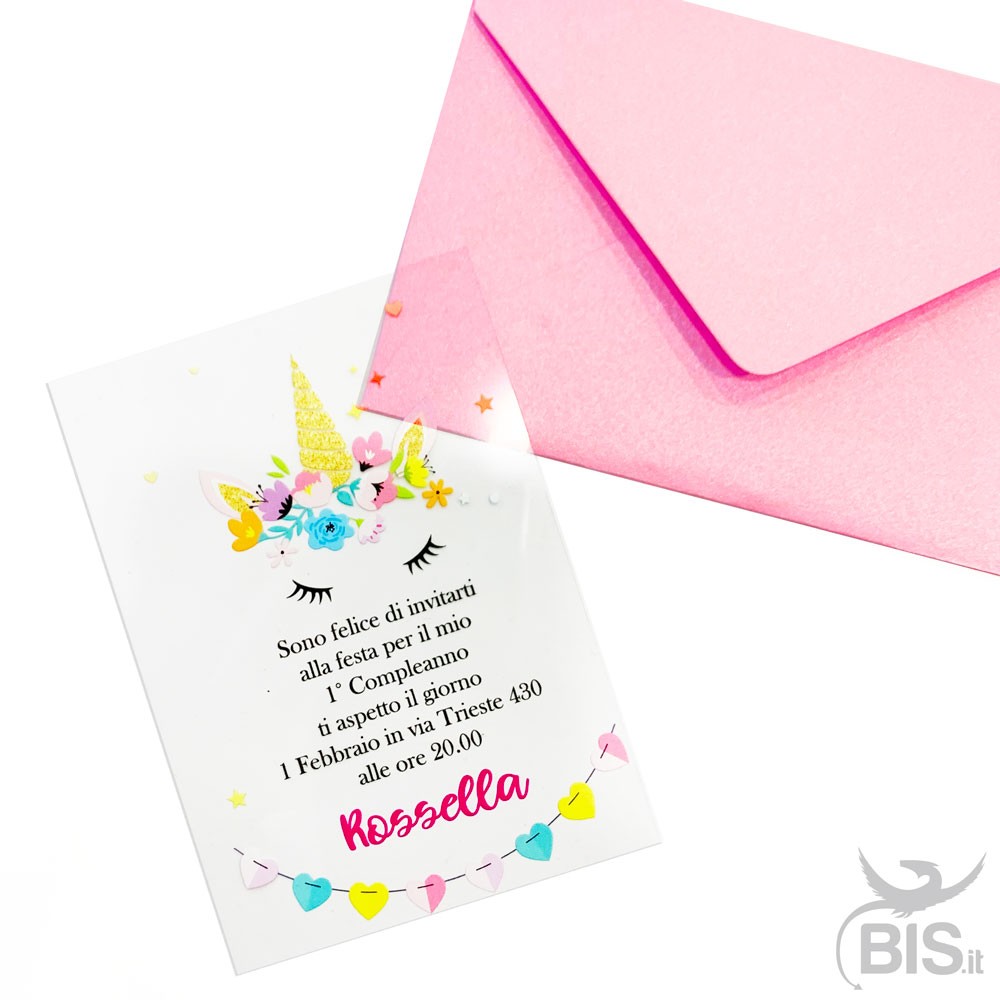 Kit 10 Pezzi Inviti E Partecipazioni Per I Tuoi Eventi A Tema Flowers Unicorn