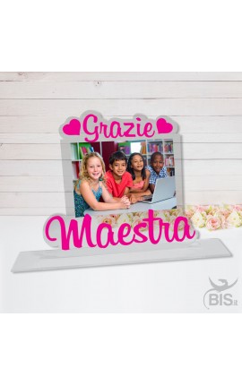 Targhetta in plexiglass "Grazie Maestra" da personalizzare con foto