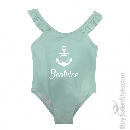 Costume bimba intero con alette nome e ancora
