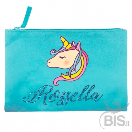 Pochette tela a tema Unicorno da personalizzare