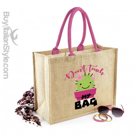Borsa da Mare in juta naturale "Dont touch my bag"