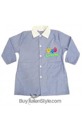 Personalized  Checked School Apron- Baby Robot