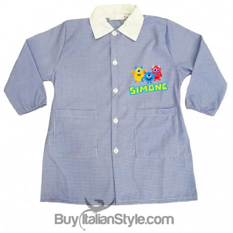 Personalized  Checked School Apron- Baby Robot