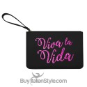 Pochette in ecopelle "Viva la vida" stampa in glitter