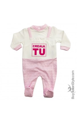 Tutina neonata invernale salopette cuori da personalizzare