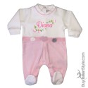 Tutina neonata ciniglia con fiori da personalizzare