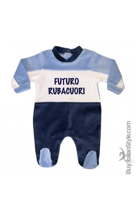 Tutina neonato in ciniglia a righe "Futuro Rubacuori"