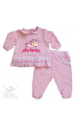 Completo Clinica estivo con dettagli in pizzo "Baby Unicorn"