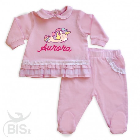 Completo Clinica estivo con dettagli in pizzo "Baby Unicorn"