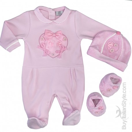 Kit ciniglia neonata cappellino e scarpine con fiori applicati da personalizzare