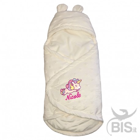 Sacco Nanna in Ciniglia Baby Unicorn con Nome