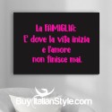 Foto-quadro "La FAMIGLIA: è dove la vita inizia e l'amore non finisce mai"