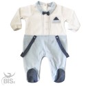 Tutina neonato elegante con finto papillone e pochette