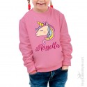 Felpa Bimba con stampa "Unicorno e nome" in glitter
