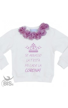 Maglietta Compleanno 4 Anni Rosa Fucsia con Corona e Glitterato Bambina Regalo di Compleanno