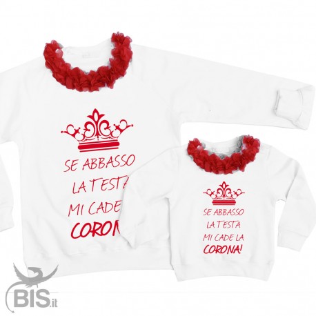 Felpa Donna con fiori applicati "Se abbasso la testa mi cade la corona"