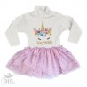 abitino neonata con gonna in organza "Unicorno + nome"