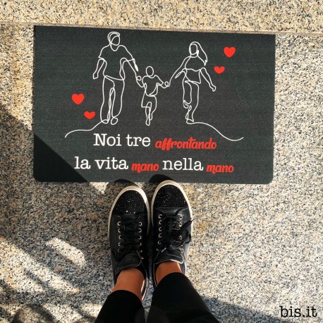 Zerbino/Tappeto da interni personalizzabile con testo "Mano nella mano"