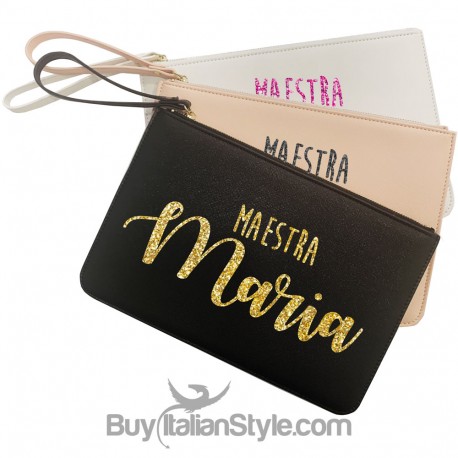 Pochette in ecopelle MAESTRA da personalizzare con nome