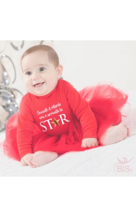 Bodysuit  with red tulle skirt "my first christmas"