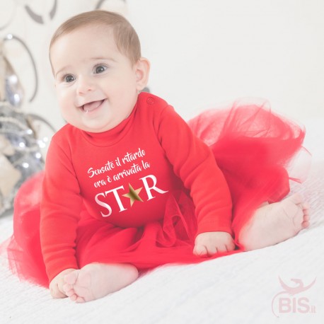 Bodysuit  with red tulle skirt "my first christmas"