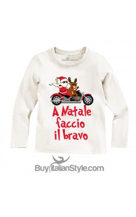 T-shirt manica lunga "A Natale faccio il bravo"