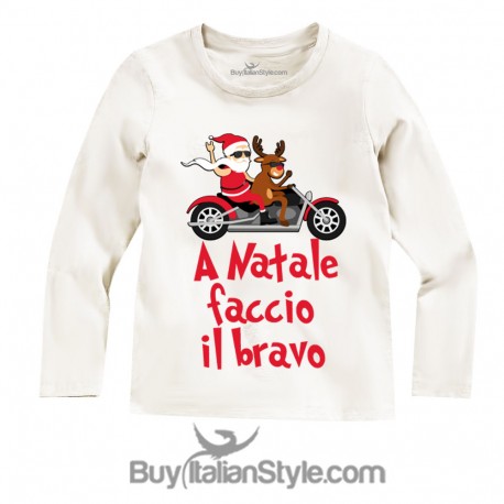 T-shirt manica lunga "A Natale faccio il bravo"