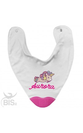 Bavaglino massaggia gengive "Baby Unicorn + nome"