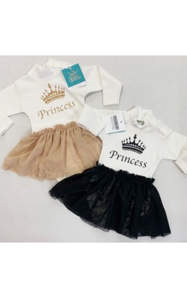 abitino neonata con gonna in organza "Princess"