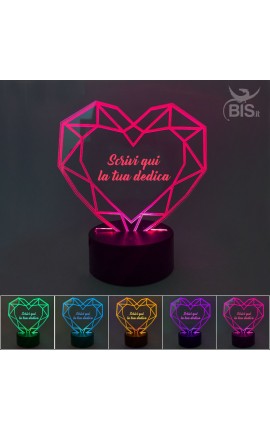 LAMPADA IN PLEXIGLASS REGALO FESTA DEL PAPA' CUORE AMORE PERSONALIZZATA LUCE  LED RGB - FATMA ITALIA SRL