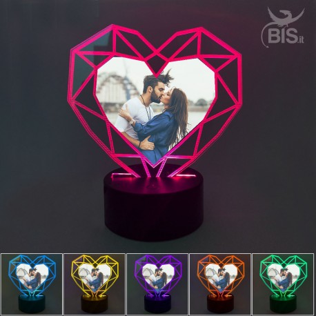 Lampada Led a forma di cuore con foto da personalizzare