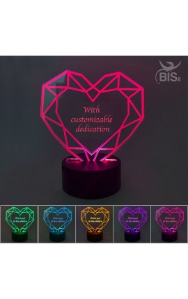 Lampada a Led Placca in Plexiglass a Cuore Mr. & Mrs