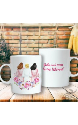 Tazza in ceramica "Vuoi essere la mia testimone?" da personalizzare