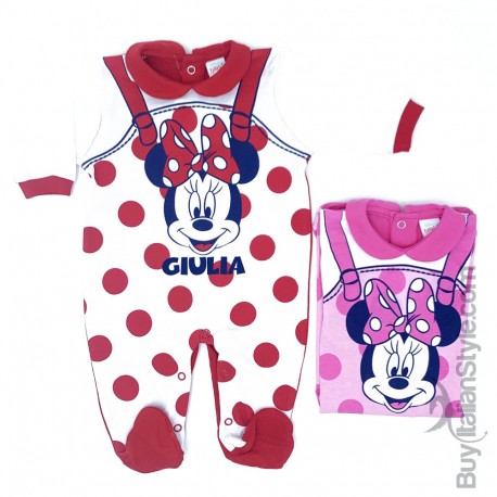 Summer cotton baby jumpsuit, Mickey Mouse and bow tie, to customize