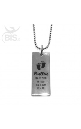 Collana placchetta "Nascita" da personalizzare max. con 2 nomi