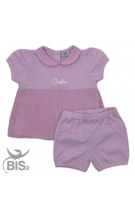 Completo neonata con maglia plissettata da personalizzare con nome