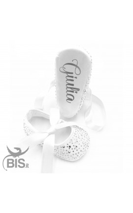 Ballerine neonata con strass da personalizzare con nome