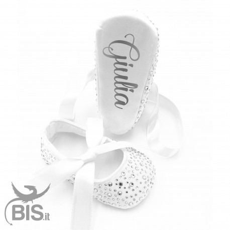 Ballerine neonata con strass da personalizzare con nome