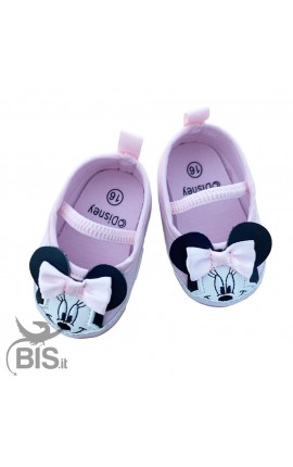 Ballerine neonata rosa "Minnie" con fiocco