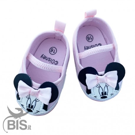 Ballerine neonata rosa "Minnie" con fiocco