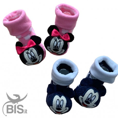 Socks with baby rattles, in warm cotton, "Minnie"