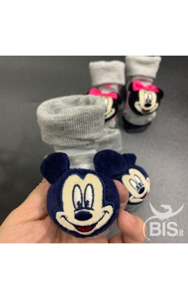 Socks with baby rattles, in warm cotton, "Minnie"