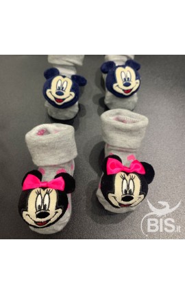 Socks with baby rattles, in warm cotton, "Minnie"