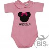 Body neonata colletto personalizzabile "Topina con nome" e fiocco in glitter
