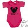 Body neonata colletto personalizzabile "Topina con nome" e fiocco in glitter