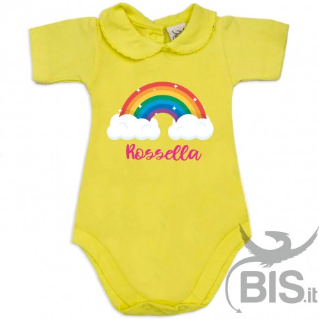 Body neonata colletto con finitura in pizzo  "arcobaleno" da personalizzare