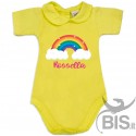 Body neonata colletto con finitura in pizzo  "arcobaleno" da personalizzare