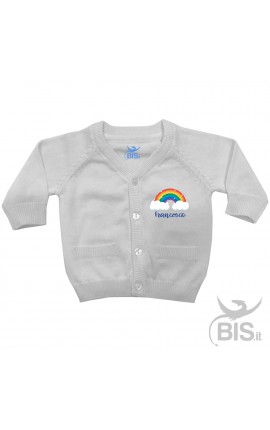 Cardigan in filo maschietto "arcobaleno" da personalizzare