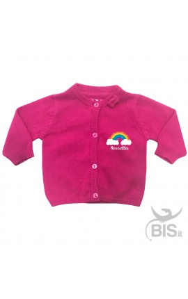 Cardigan in filo neonata  "arcobaleno" da personalizzare