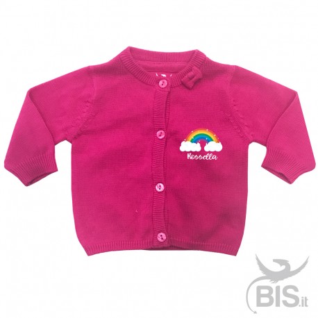 Cardigan in filo neonata  "arcobaleno" da personalizzare